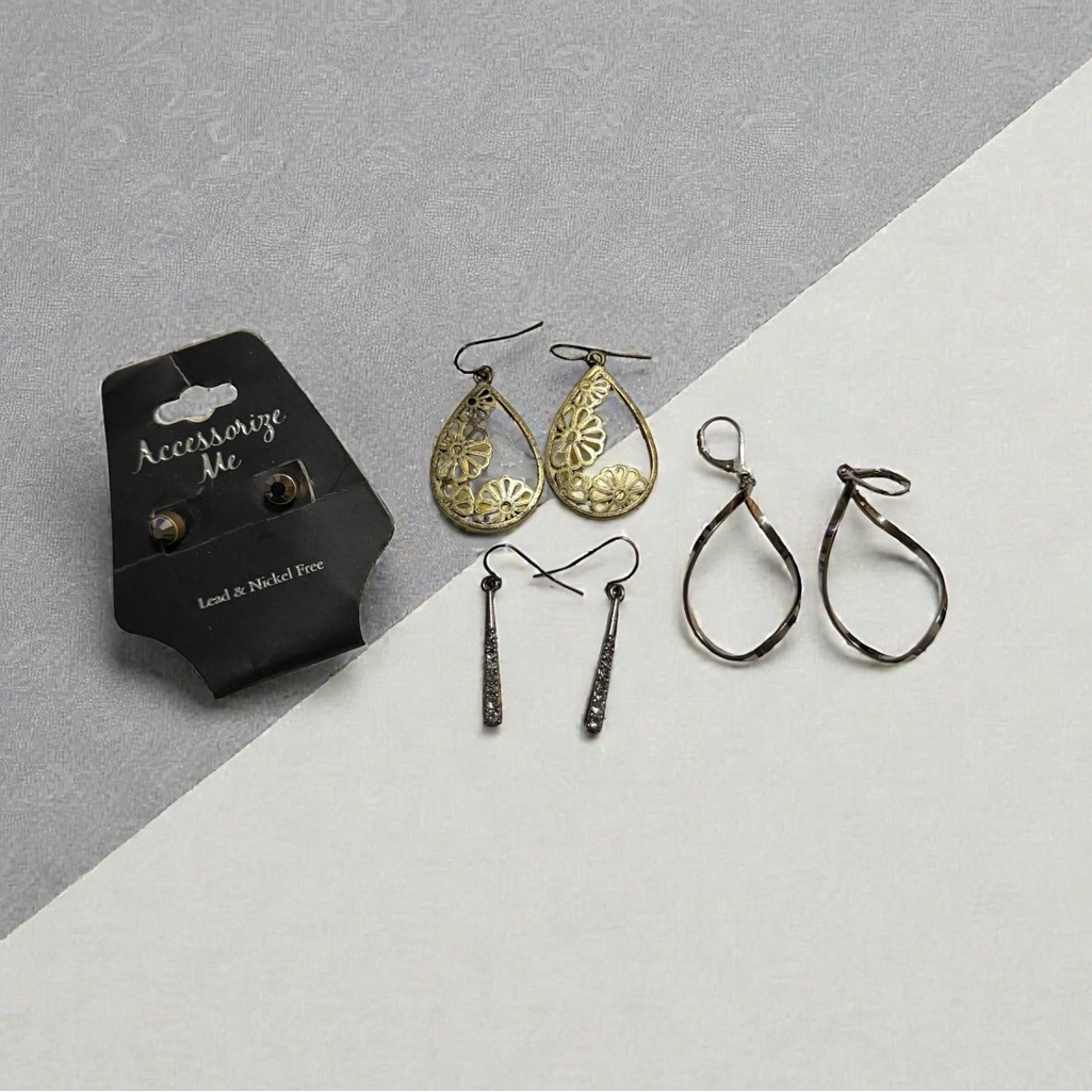 Accessorize Elegant Bronze, Gun Metal And Silver Earrings